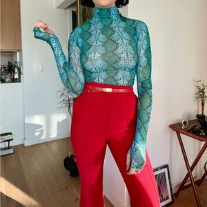 AFRM Sheer Turtleneck. Snakeskin print size XS